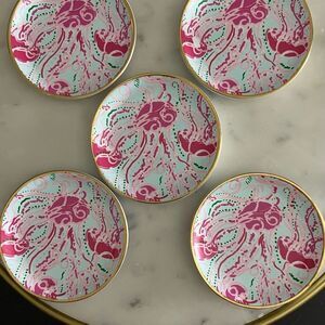 Lilly Pulitzer Ceramic Coaster Set Jellies Be Jammin Pink Green trinket jewelry